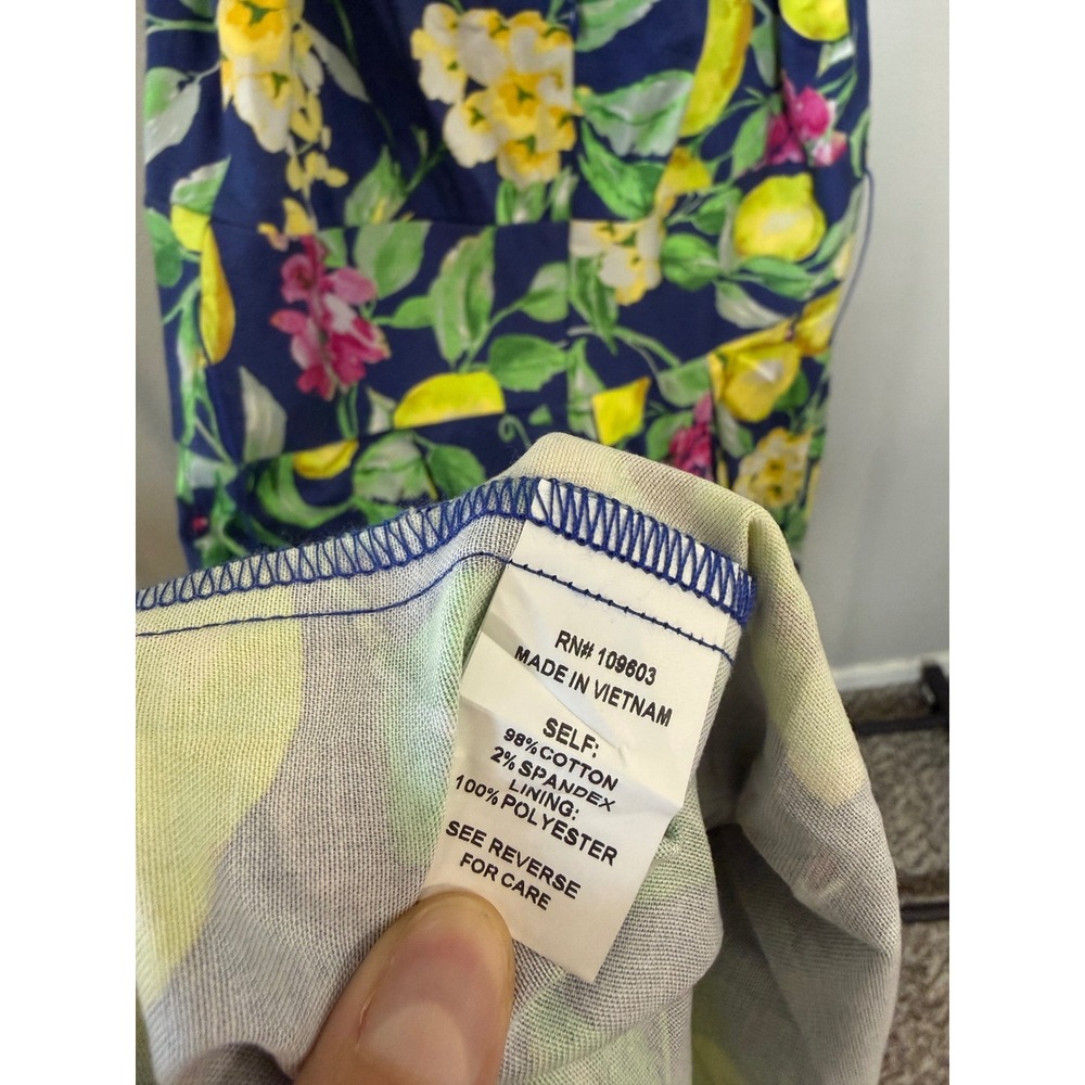 Rabbit Rabbit Rabbit Designs Navy Lemon Print Fit & Flare Dress Size 10 Cutout - Picture 3 of 7